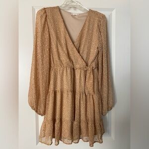 Altar'd State Aria Leopard Dress Taupe size M